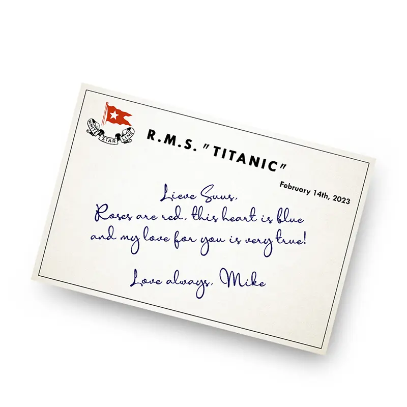 RMS Titanic persoonlijke notitie